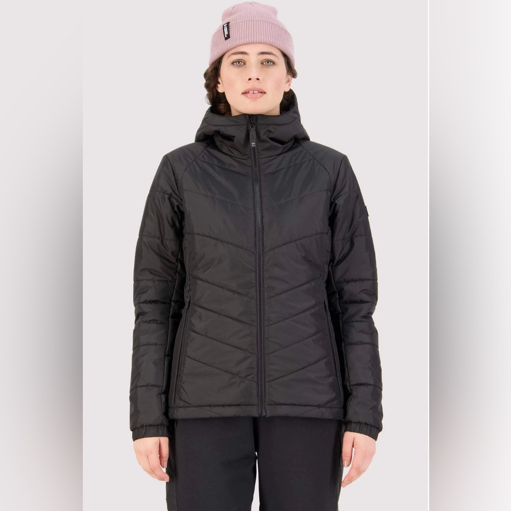 Mons Royale Womens Nordkette Insulation Hood Jacket, Black, Small - NWT